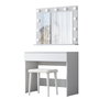 Hanah Home Mesa de Maquillaje con Espejo de 11 Focos y Puff Blanco